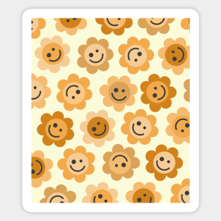 Oranger Orange Flower Happy Faces Sticker